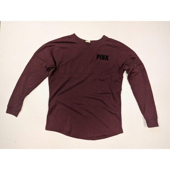 Pink Long Sleeve Light Sweater Womens XS Maroon Red Burgundy Love Pink - Picture 1 of 10